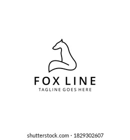 Illustration modern line art fox or wolf animal silhouette design logo template