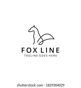 Illustration modern line art fox or wolf animal silhouette design logo template