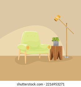 Illustration of Modern Living Room in Flat Design