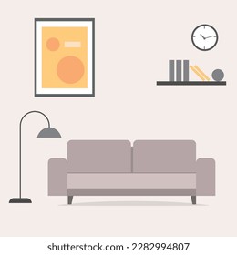 Illustration of modern living room in modern style professionally