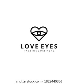 Illustration modern love or heart with eyes line sign logo design