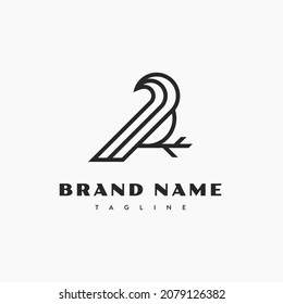 Illustration Modern and Minimal Bird logo design. Eagle Hawk Falcon Owl Raven Crow Birds logo design