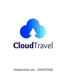 Illustration Modern Minimalist Cloud and Arrow Symbol Colorful logo design