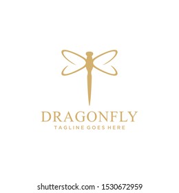 Illustration Modern Minimalist elegant Dragonfly logo design with line art style