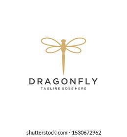 Illustration Modern Minimalist elegant Dragonfly logo design with line art style 