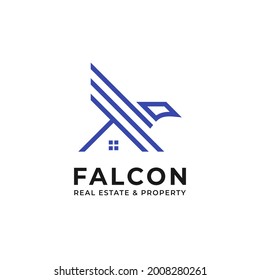 Illustration Modern Minimalist Geometric Real Estate with falcon logo design vector 