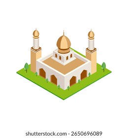 Illustration moderne Moschee isometrischen Stil mit einzigartigen islamischen Architektur perfekt für Plakate Banner und Lehrmittel