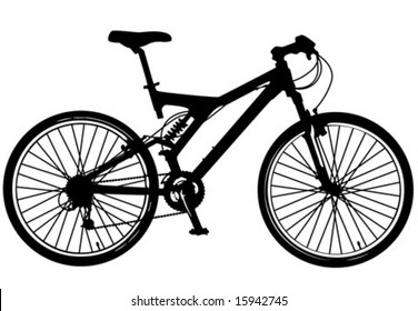 illustration of a modern mountain bike with full-suspension
