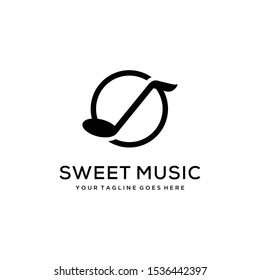 Illustration modern music note sign  geometric logo design