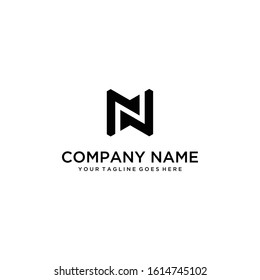 Illustration modern N geometric logo design