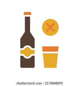 Illustration modern No alcohol with drugs, bottle, glass wine sign logo design