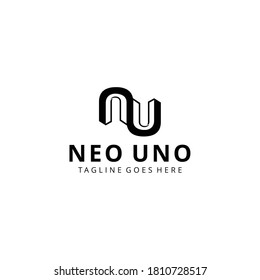 Illustration modern N,U monogram sign geometric logo design template