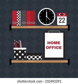 Illustration of modern office workspace. Flat minimalistic style. Creative home office workspace. 