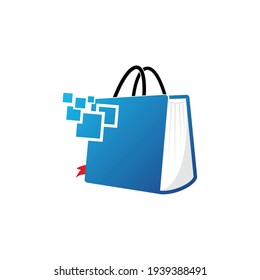 Illustration modern online shop with paper bag sign logo design template