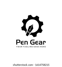 Illustration modern pen gear logo icon vector sign industrial design
