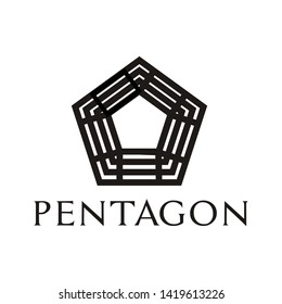 Illustration modern pentagon sign building logo vector for knowledge symbol