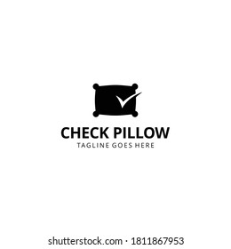 Illustration modern pillow with check mark as good quality test logo design template