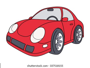 Illustration of the modern red car on white background