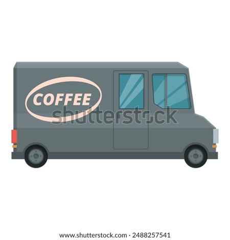 Illustration of a modern, selfemployed mobile coffee truck business with espresso and specialty drinks, delivering convenience on the urban streets in a flat vector design illustration