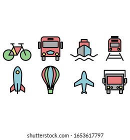Illustration modern set of transportation colorful logo vector sign icon