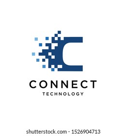 Illustration modern sign C Technology data logo design