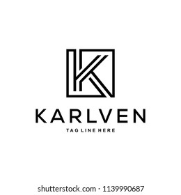 Illustration modern sign letter K that is in the line with the box logo design