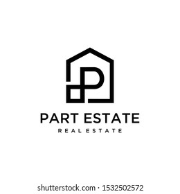 Illustration Modern sign P house Real Estate Property and Construction Logo design