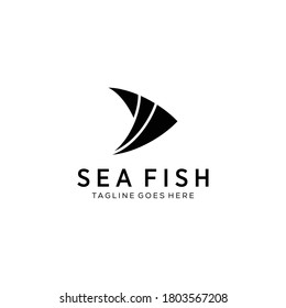 Illustration modern silhouette fish under water logo design template