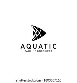 Illustration modern silhouette fish under water logo design template