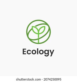 Illustration Modern and simple globe Ecology Environment logo design.