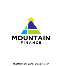 illustration modern simple mountain concept idea logo design symbol sign finance sun colorful geometric icon graphic medical