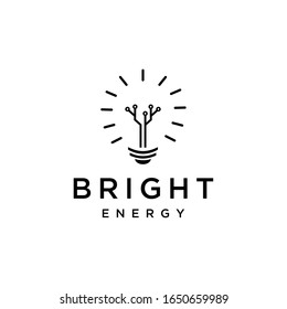 Illustration modern smart light bulb with electric sign logo design