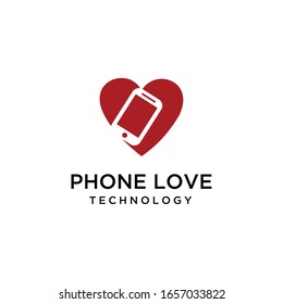 Illustration modern of a smartphone combined with a heart sign.