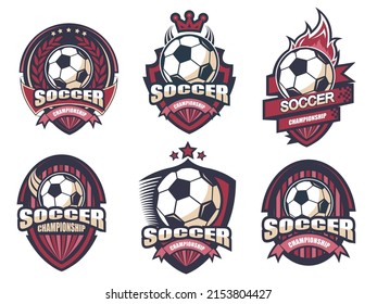 Illustration of modern soccer logo set