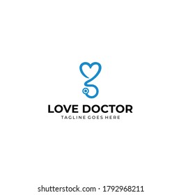 Illustration modern stethoscope doctor with heart logo design