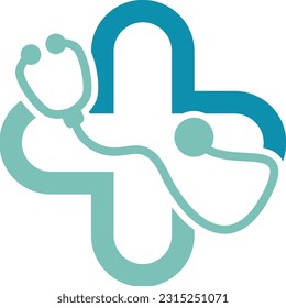  Illustration modern stethoscope doctor sign logo design template.