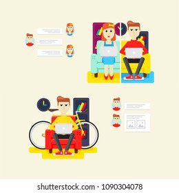 illustration in modern style, people and social networks