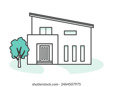 Illustration of a modern and stylish detached house