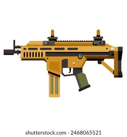 Illustration of a modern tactical assault rifle, depicted as an icon in vector format