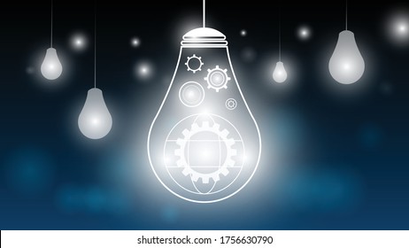 Illustration of the modern technology concept. The lamp represents the blue technology background concept.