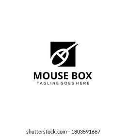 Illustration modern technology mouse computer sign logo design with box template