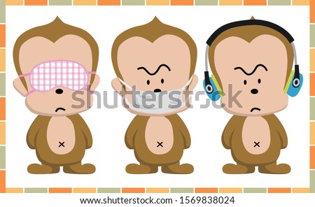 
Illustration of modern three monkeys.
See no evil, hear no evil, speak no evil.