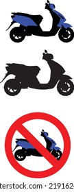 Illustration of Modern Urban Moped and no Moped sign