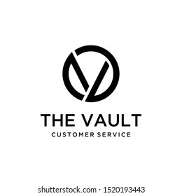 Illustration of modern V sign combined with a circle made clean and simple logo design