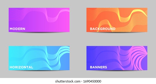 Illustration of modern vector design. abstract horizontal banners with cool gradient designs. Abstract texture, minimal geometric background pattern design.