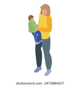 Illustration of a modern, vibrant mother holding her infant child with love and affection in a colorful, digital art vector design, showcasing the nurturing bond and warmth of parenthood