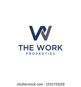 Illustration modern W construction geometric logo design template .