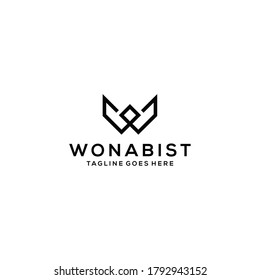 Illustration modern W sign geometric logo design template