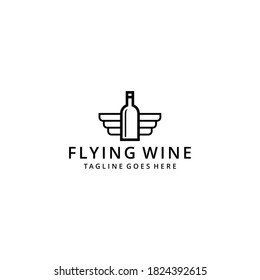 Illustration modern Wine bottle drink with heart sign logo design template