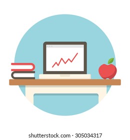 Illustration of modern workplace, flat design.